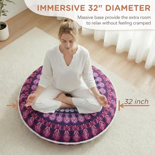 Codi 32 Inch Round Floor Pillow, Large Meditation Pouf Cushion , Memory Foam Stuffer Circle Throw Pillows - (Purple Orchid, 1 Count (Pack of 1)) - color: Round | Purple Orchid, size: 1 Count (Pack of 1)