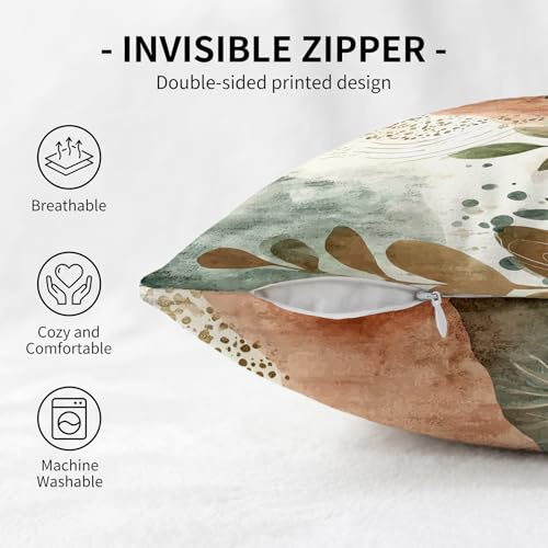 YOU FOUND ME Boho Throw Pillow Covers 18x18 Inch, Vintage Bohemian Carpet Print Pillowcase, Soft Decorative Cushion Cover for Couch Sofa Bedroom Living Room Decor (Green&Beige) - color: Green&beige