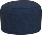 Asuprui Pouf Ottoman Unstuffed Ottoman Foot Rest Floor Pouf Round Pouf Seat Floor Bean Bag Chair Foldable Floor Chair Storage for Living Room Bedroom Navy Blue