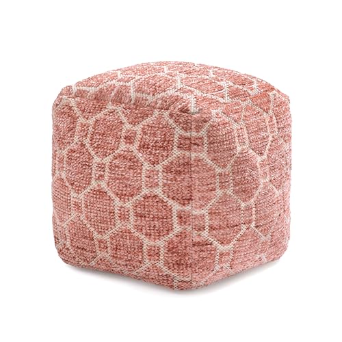 Anji Mountain Pouf Ottoman Foot Rest, Handmade Ottoman Pouf, Comfortable Foot Stool, Decorative Floor Seating for Living Room Decor, Bedroom & Home Décor Accent - Red - color: Red