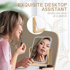 Novabright 4 Pack Desk Vanity Mirror, Double Sided 1X/ 3X Magnifying Makeup Mirror with Natural Bamboo Stand, 360° Swivel for Table, Desk, Countertop Bathroom Bedroom