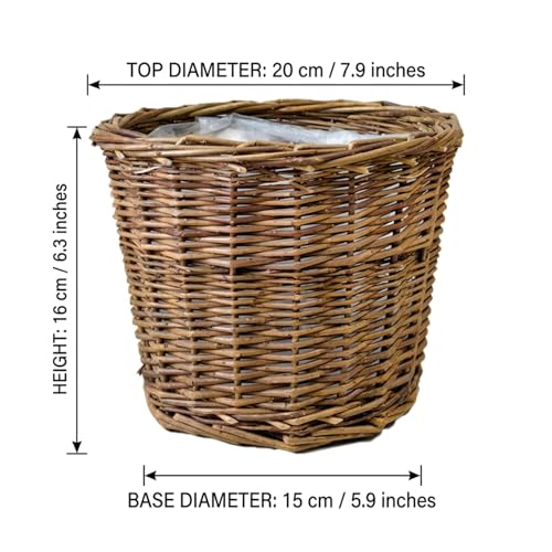 Handwoven Wicker Planter Basket with Liner - Natural Brown Rattan Plant Pot for Indoor Plants, Decorative Flower Pot Cover 7.9x6.3 Inch. - color: Style 1