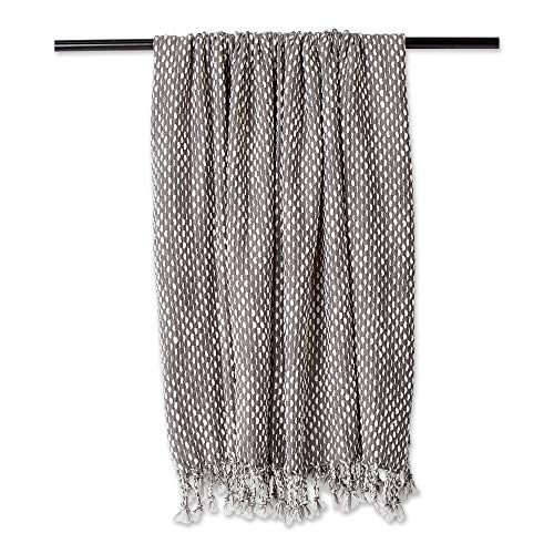 DII Textured Acryllic Woven Throw, Farmhouse Fringe Blanket, 50x60, Gray/White - color: Gray/White