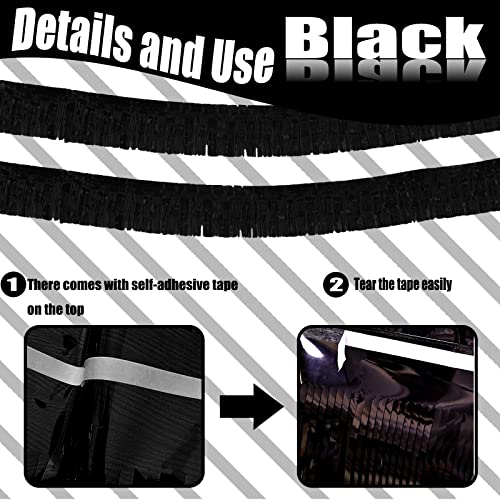 6 Pack 10 Feet Foil Fringe Garland Metallic Tinsel Streamers Banner Wall Hanging Curtain Backdrop Banner for Parade Floats, Thanksgiving, Christmas, Birthday, Halloween Party Decorations(Black) - color: 6 Pack Black