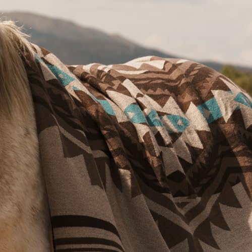 Aztec Throw Blanket with Soft Sherpa Lining, Traditional Southwestern Navajo Tribal Style Warm Throw for Camping, Outdoor, Cozy Boho Blanket for Couch, Sofa, Bed, 60"x80", Teddy Brown - color: Teddy Brown, size: 60" x 80"