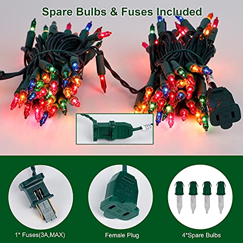 LJLNION Christmas Lights, 150 Count 33 FT Green Wire Xmas Tree Lights, 120V UL Certified Connectable for Holiday Party Outdoor Indoor Decoration, Multicolor - color: Multicolor