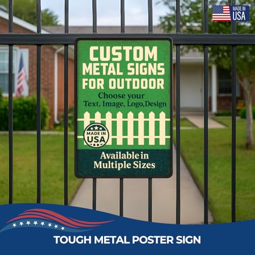Custom Metal Posters By DC - Personalized Outdoor Metal Wall Art with Your Photo, Text or Logo | Heavy Duty 1mm Thick Metal Sign for Yard Decor, Street, Garage & Garden | Made in USA | Multiple Sizes - color: Metal Poster Sign - Outdoor Custom