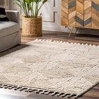 Nuloom Kerry Beige, 6' Round, Geometric, Soft and Cozy, High Traffic, Stain Resistant, Easy Clean, Durable Area Rug for Bedroom, Living Room, Dining Space, Den, Foyer, Entryway - color: Kerry Beige, size: 6' (Round)