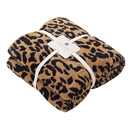MH MYLUNE HOME Ultra Soft Leopard Throw Blanket (50x60 inches) Microfiber Blankets Plush Warm Reversible Cheetah Blanket Leopard Pattern Throw for Couch Bed Sofa - Brown, 50"x60" - color: Leopard Brown, size: 50"x60" - 550 GSM
