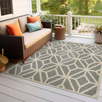 Rugshop Blue Contemporary Geometric Indoor/Outdoor Area Rug — Hose Washable for Dining Room, Kitchen and Office, 6'6" x 6'6" Square - size: 6'6" x 6'6" (Rectangular)