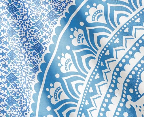 Popular Handicrafts Tapestry Wall Hanging Hippie Mandala Bohemian Hippy Intricate Indian Tapestries Bedspread 90 x 108 Inches (230cm x 270cm) Blue Ombre