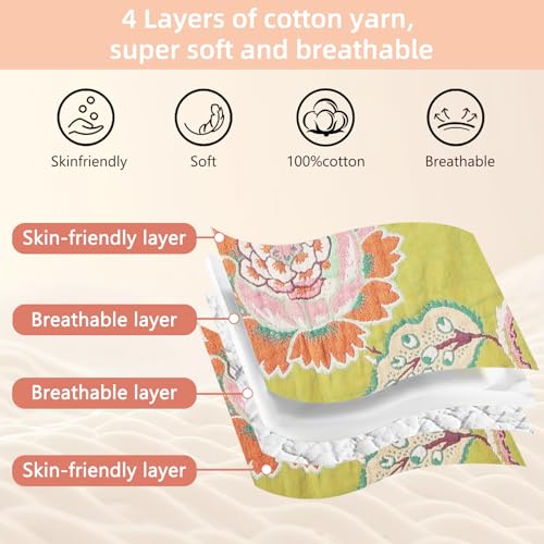 Boho Throw Blanket for Couch Bed, 100% Cotton Soft Rustic Quilt 50''x 60'', Super Soft Bohemian Decor Reversible Sofa Bed Chair Blanket Cover for All Seasons(Floral) - color: Floral 7, size: 50*60 inch