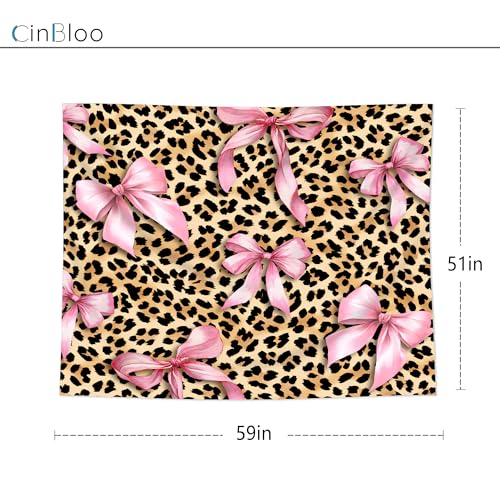 Cinbloo Cheetah Leopard Tapestry 59Wx51H Inch Pink Bow Funny Lovely Brown Wall Hanging for Womwn Girly Girls Fashion Cute Classroom Home Dorm Decor Art Living Room Bedroom - color: B-Pink Brown