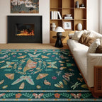Unirea 5x7 Dark Blue Living Room Bedroom Area Rug, Large Washable Non Slip Rug for Dining Room Under Table, Kids Room, Home Office, Thin Soft Boho Stain Resistant Insect Bug Rug, Low Pile Carpet - color: Dark Blue, size: 5'x7'