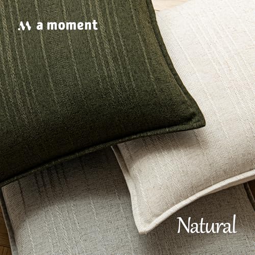 a moment Linen Pillow Covers Set of 2,Boho Farmhouse Throw Pillowcases Neutral Textured Decorative Covers for Couch Sofa,Linen Blend Accent Case Cushion Living Room Home Decor 18"x18"Dark Green - color: Dark Green, size: 18" x 18" (Pack of 2)