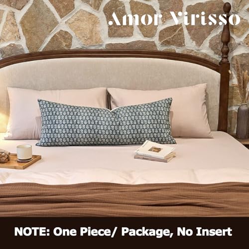 Amor Virisso Floral Pillow Covers 14x36 Couch Pillows for Living Room Farmhouse Neutral Pillow Covers Decorative Throw Pillow Covers Accent Sofa Pillows 1PC, Dusty Blue - color: Dusty Blue, size: 36" x 14" (Pack of 1)