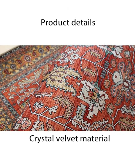 Boho Rug Vintage Medallion Area Rug Washable Distressed Floral Carpet for Living Room Bedroom Kitchen