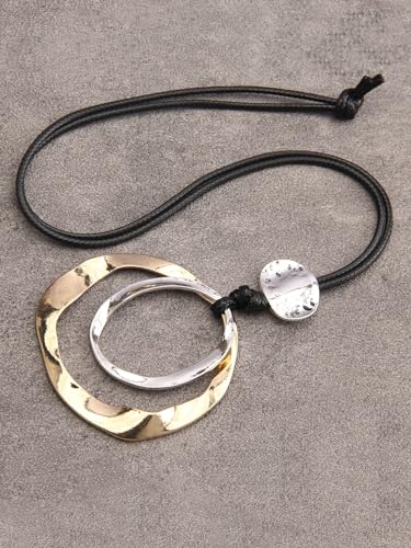 Leather Necklace for Women Long Boho Pendant Hippie Choker Necklace Bohemian Layered Leather Rope Wooden Jewelry Gifts - style: Cord Pendant Necklace