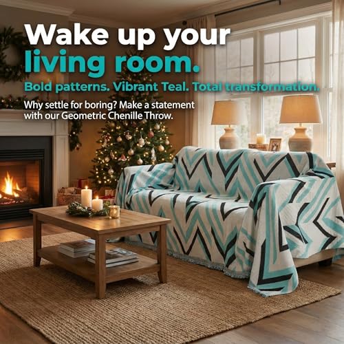 amorus Bohemian Throw Blanket Chenille Jacquard Tassels Cover, 63"*71",NO.5 | Boho Style blankets, modern Geometric, warm & cozy. For couch, bed, outdoor, car - color: Pattern 5, size: 63x71 in