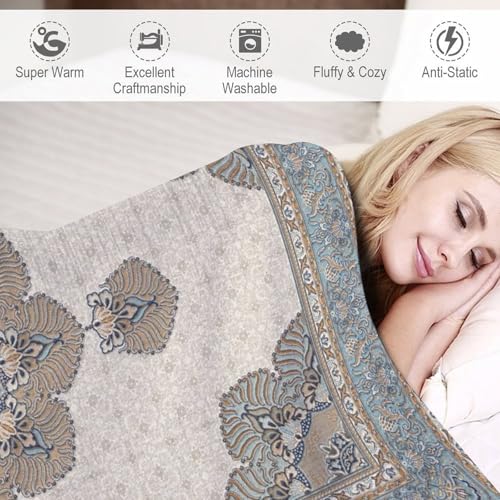 Boho Blue Brown Throw Blanket,Vintage Elegant Country Rustic Farmhouse Magical Pattern Soft Throw Blanket for Couch Sofa Camping Office Travel Home Bedroom Decor All Seasons 30"x40" - color: Boho-16, size: 30x40in