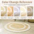 Carvapet 6 ft Round Washable Rug, Imitation Jute Low Pile Circle Carpet with Non Slip Rubber Backing, Foldable Stain Resistant Area Rug for Living Room Bedroom Office Bathroom - color: Sand, size: 6' (Round)