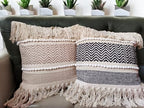 Generic Handmade (Design 1, Pack of 1) Macrame Boho Cotton Pillow Case, 18 x 18 inches, Canvas Fabric, Back Zipper, for Sofa, Bed, Living Room, Bedroom