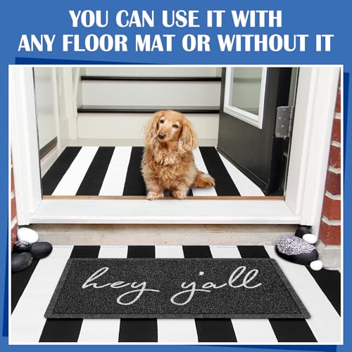 Geelin 2 Pcs 30'' x 18'' Doormat 43'' x 27.5'' Black and White Layered Rug for Front Door Mat Outside Entrance Welcome Door Mats for Indoor Outdoor Entryway Porch Decor (Stripe Hey Y'all) - style: Stripe Hey Y'all
