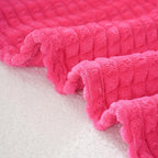 Puncuntex Flannel Fleece Throw Blanket Hot Pink 50"×60",Super Soft Plush Cozy Blanket with 3D Jacquard Square Grid Design Luxury for Couch Sofa Chair - color: Hot Pink, size: 50"×60"