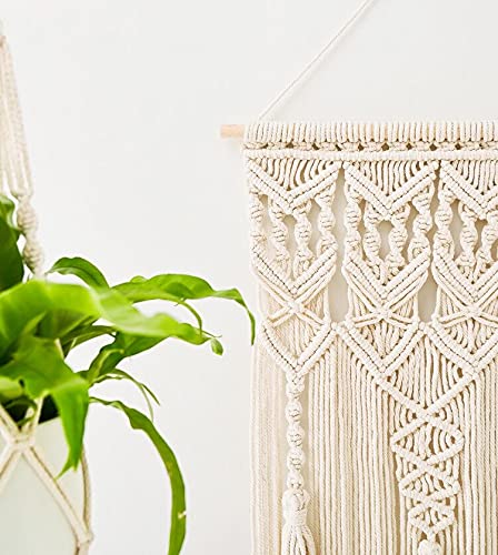 Mkono 2 Pcs Macrame Woven Wall Hanging Boho Chic Geometric Art Decor - Beautiful Bedroom Nursery Apartment Home Decoration, Gift for Girls Adults Birthday Christmas, 32" L x 16.5" W - size: Large