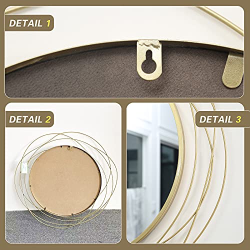 ironsmithn Round Mirror, Gold Metal Frame Mirror with Orbital Design, Rounded Hanging Mirrors Decorative, Circle Wall Mirrors for Bathroom Vanity, Living Room or Bedroom, 26.8" x26.8" - color: Gold, size: 26.8"L x 26.8"W