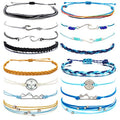 choice of all String Bracelets for Women Boho Wave Surfer Beach Wear Cute Bracelets Set Summer Friendship Jewelry Accessories Beach Stuff - color: I1：16 pcs black blue wave bracelets