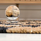 JONATHAN Y Theo Woven Jute Checkerboard Natural/Black Runner Rug, 2x10, Modern, Farmhouse, Rustic, Lodge, Easy-Cleaning for Living Room, Bedroom, Kitchen, Non-Shedding (NRF203B-210) - color: Natural/Black, size: 2' x 10' (Runner)