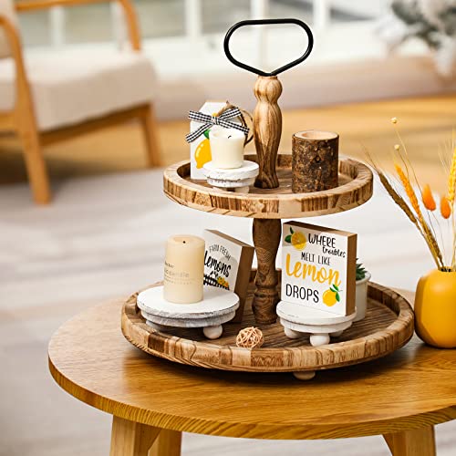Amyhill 3 Pcs 5/4/3 Inch Mini Wooden Risers for Decor Small Round Pedestal Stand, Washed White Farmhouse Wood Riser with Ball Feet for Tiered Tray, Candles, Plants, Home Kitchen Decor - color: Washed White, size: 5/4/3 Inch