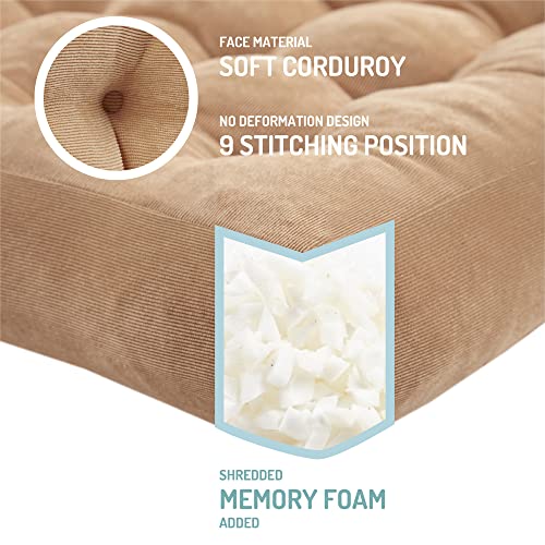 Meditation Floor Pillow Set of 2, Square Large Pillows Seating for Adults, Tufted Corduroy Cushion for Living Room Tatami, Coffee Brown 22x22 Inch - color: Square | Coffee | 2 Pack, size: 2 Pack