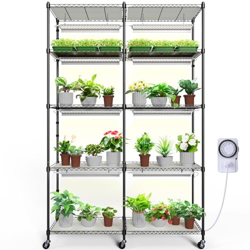 CX1 Plant Stand with Grow Lights for Indoor Plants, 5-Tier Large Tall Metal Plant Shelf with 1.6FT 160W Full Spectrum Plant Lights for Indoor Growing, 47x13.8x70.9IN - color: 5000k-cx1, size: 47.2x13.8x70.9IN