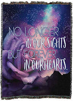 Pure Country Weavers No Longet in Our Sights But Forever in Our Hearts Blanket Rose - Sympathy Bereavement Gift Tapestry Throw Woven from Cotton - Made in the USA (72x54) - color: Our Sights Rose, size: 72" x 54"
