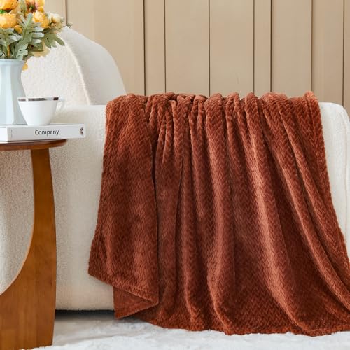 NEWCOSPLAY Super Soft Throw Blanket Coffee Premium Silky Flannel Fleece Leaves Pattern Lightweight Bed Blanket All Season Use (Coffee, Throw(50"x60")) - color: Coffee, size: Throw(50"x60")