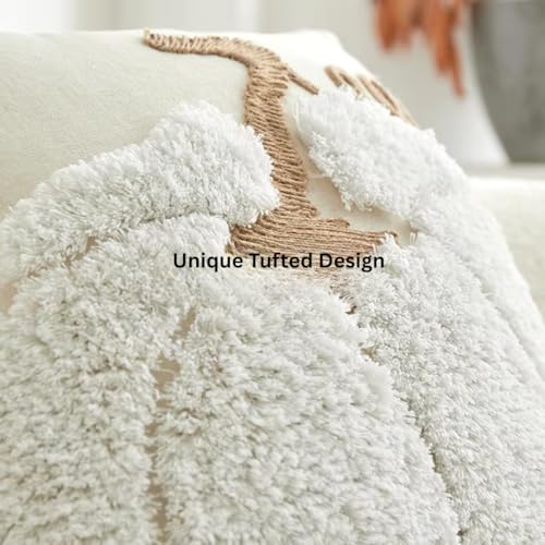 2Pack 18x18in Decorative Cozy Pumpkin Tufted Embroidery Stereo Sofa Pillow Covers for Home Decor, Sofa Living Room, Couch, Bed. 45x45 cm. (Cream Tufted Pumpkin) - color: Cream Tufted Pumpkin