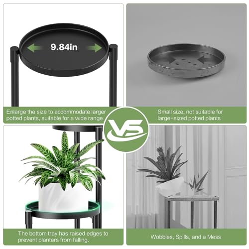 3 Tier Metal Corner Plant Stand Indoor Outdoor, Heightened widened 30'' Tall Multiple Flower Pot Display Holder, Iron Plant Rack Organizer for Living Room Garden Patio Balcony Office (black) - color: 3 Tier，Black