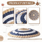 15 Pcs Boho Wall Basket Decor Woven Rattan Seagrass Wall Decor Hanging Rustic Farmhouse Western Art Decoration for Nursery Living Room Bedroom Home Kitchen(Blue Style) - style: Blue Style