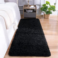 DETUM Black Bedroom Rug 2X6 Runners Fluffy Area Rugs for Hallyway Entryway Kitchen Bedside Soft Kids Room Rugs Furry and Washable Kids and Pets Friendly - color: Black, size: 2 x 6 feet