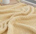 KyraHome Muslin Blankets for Adults Kids 60"x80",100% Organic Cotton Plant Dyed, Lightweight Breathable Gauze Cotton Throw Blanket for Couch, All Season (Shortbread/Creamy)