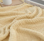 KyraHome Muslin Blankets for Adults Kids 60"x80",100% Organic Cotton Plant Dyed, Lightweight Breathable Gauze Cotton Throw Blanket for Couch, All Season (Shortbread/Creamy)