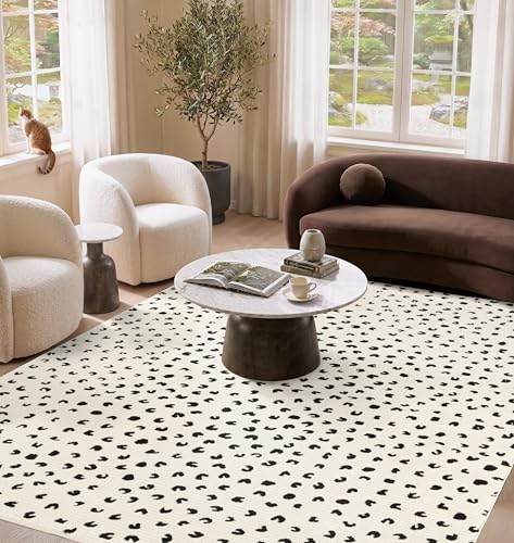 Abani Neutral Collection Cream Area Rug 6' x 9' for Living Room, Bedroom - Modern Design - Durable & Easy to Clean - color: Black, size: 6' x 9' (Rectangular)