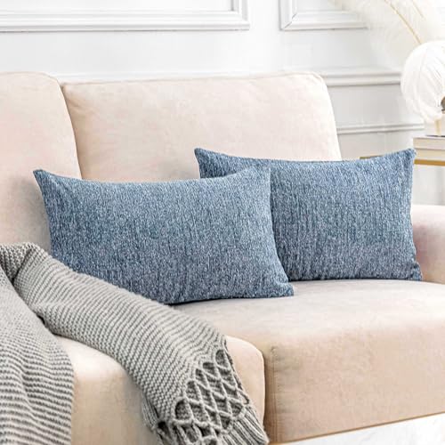 Home Brilliant 12x20 Pillow Cover for Couch Chair Super Soft Lumbar Throw Pillow Cover for Women Kids Girls, Pack of 2, 30cm x 50cm(12x20 inches), Jeans Blue - color: Jeans Blue, size: 20" x 12" (Pack of 2)