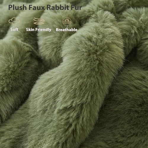 LIFEREVO Fluffy Faux Rabbit Fur Body Pillow Cover, Cozy Moss Bubble Shaggy Plush Bed Body Pillowcase with Zipper Closure, Long 20"x54" Fuzzy Furry Pillow Case for Bedroom Home Decoration, Sage Green - color: Sage Green