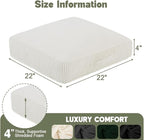 Floor Pillow for Adults, 4" Square Floor Cushions with Washable Cover, Large Corduroy Meditation Pillow, 22 inches Tatami Seat with Handle for Living Room or Yoga, Beige