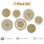 Wicker Wall Decor Set – Boho Basket Wall Art, Natural Woven Wall Art for Living Room Bedroom, Seagrass Decorative Plates For Wall Hanging, Flat and Lightweight - size: Medium