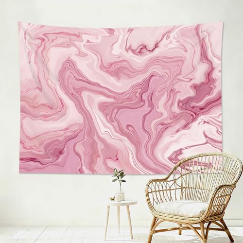 SCECALA Pink Swirl Marble Tapestry Abstract Pink and White Swirl Marble Wall Tapestry Cute Pastel Wall Hanging for Girls Bedroom Living Room College Dorm Photography Party Home Decor 60x40 Inch - color: Pink and White, size: 40"L x 60"W