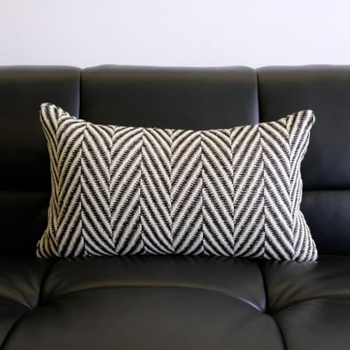 vctops Boho Throw Pillow Cover Black and White Knitted Woven Pillow Cushion Cover Arrow Knit Decoration Lumbar Pillowcase for Sofa Couch Bedroom Living Room - 12"x20" - color: Black, size: 20" x 12" (Pack of 1)